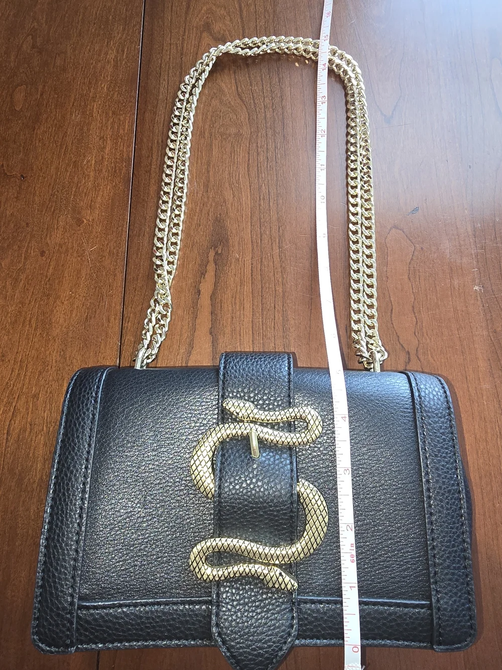 Express Black Leather Chain Shoulder Bag with Gold Snake 🐍Accent, Like New